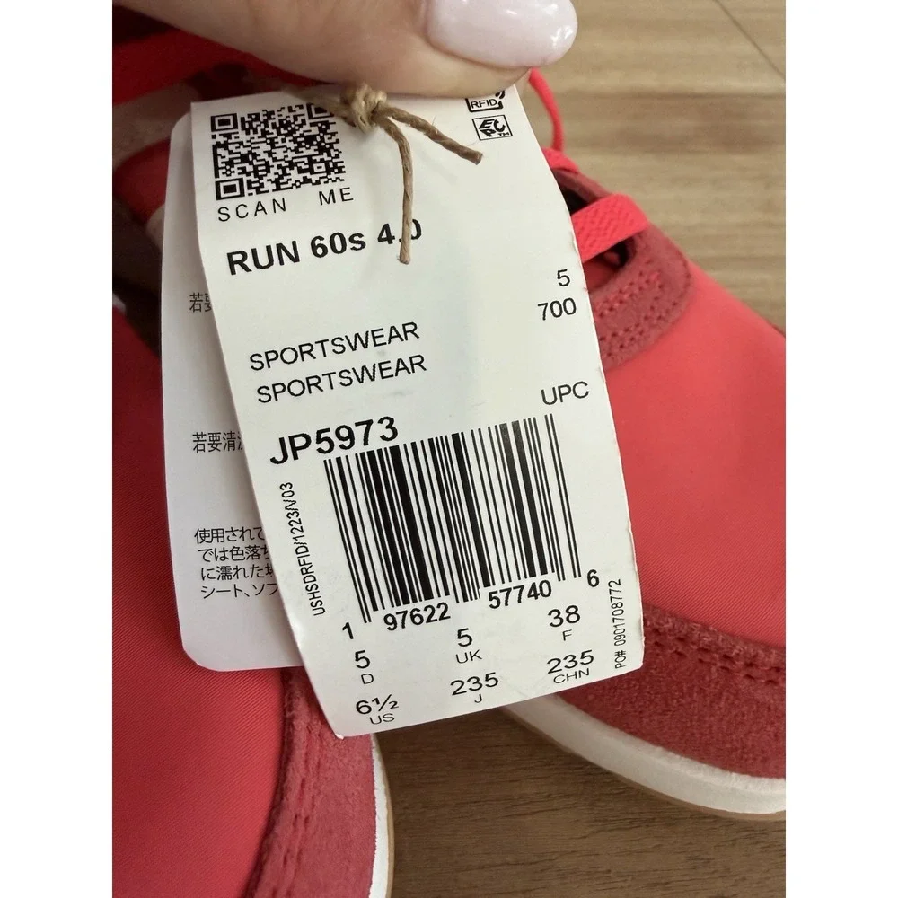 Adidas Run 60s 4.0 JP5973 Womens 6.5 Red White Running Sneakers NWT